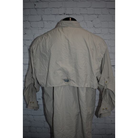 Columbia PFG Performance Fishing Gear Shirt Mens Size Large Tan Nylon Vented - Picture 6 of 9